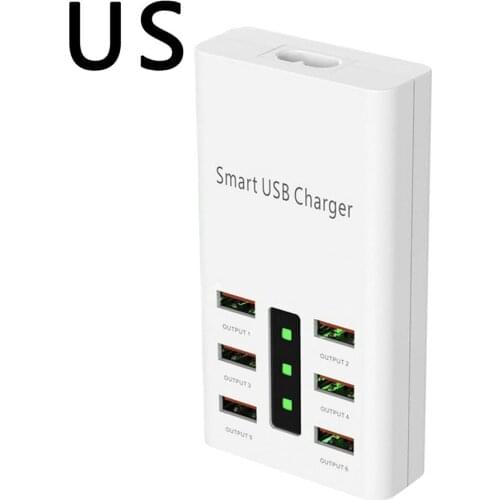 30W USB Charger Hub 6 Ports 6A Plug Power Socket Dock Fast Charging Extension Power Adapter For Mobile Phone Tablet