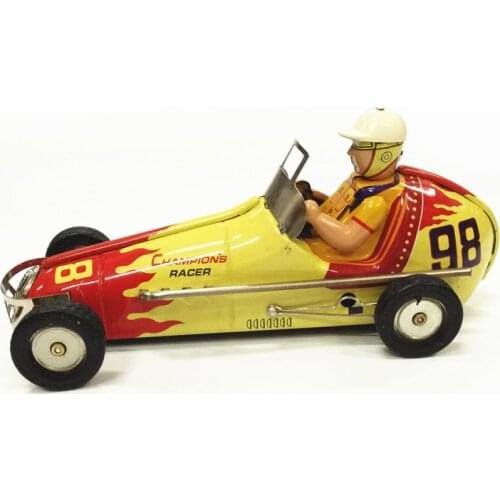 [Funny] Adult Collection Retro Wind up toy Metal Tin Vintage automobiles No.98 F1 Racing car Mechanical Clockwork toy figures