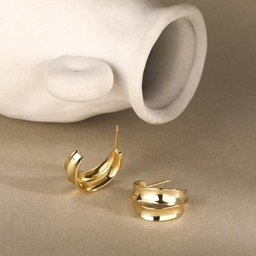 Silvology 925 Sterling Silver Irregular Big Stud Earrings for Women Thick Wide Minimalist Earrings Ladies Exaggeration Jewelry