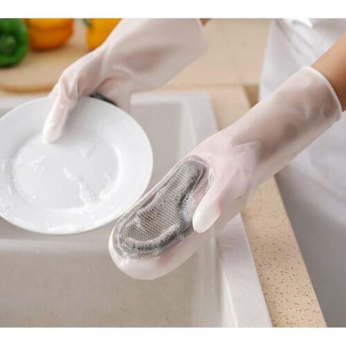 1Pair Magic Silicone Dishwashing Scrubber Rubber Scrub Gloves Kitchen Clean Washing Glove for Household Scrubber Kitchen Clean