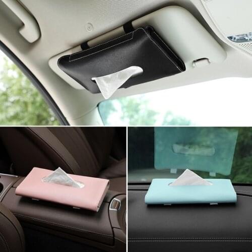 1 Pcs Car Tissue Box Leather Towel Sets Car Sun Visor Tissue Box Holder Auto Interior Storage Decoration Car Accessories