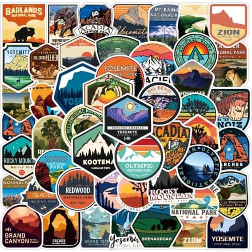 10/30/50 PCS National Park Graffiti Cartoon Anime Sticker For Laptop Skateboard Luggage Motorcycle Fridge Waterproof Decal Toy