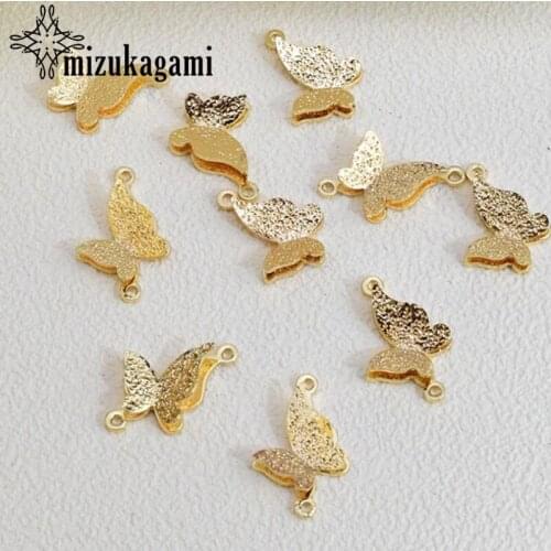 10pcs/lot 3D Copper Plated 18k Gold Butterfly Pendant Charms Connector For Diy Earring jewelry material