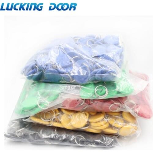 LUCKING DOOR 100pcs/lot TK4100 125khz RFID Keychain Stickers Card Tag Key ID Keyfob Door Entry Access Control KeyChain Token