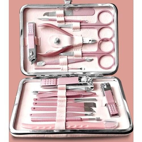 18/15/13/10Pcs Steel Nail Clipper Cutter File Ear Pick Manicure Pedicure Tools RoseGolden polishing anti-skid technology upscale