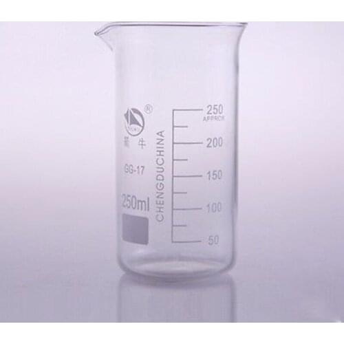 250ml Tall Form Beaker Chemistry Laboratory Borosilicate Glass Transparent Beaker Thickened with spout