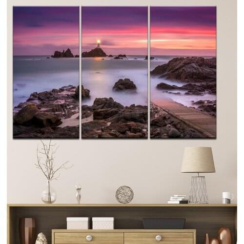 3 Piece Canvas Art The Lighthouse sea beach Painting Canvas Wall Art Picture Decor For Home Living Room Print Posters On Canvas