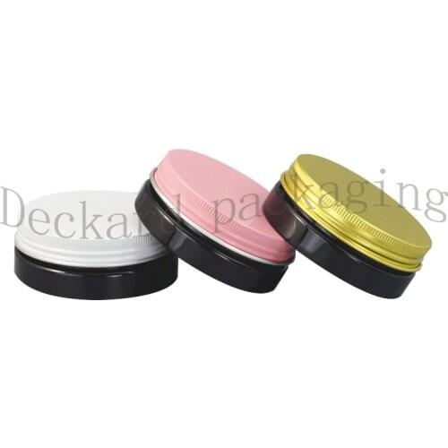 50pcs 30g Mini Black Travel PET Jar with Aluminum Cap Face Cream Jars, Empty Cosmetic Containers 30ml Cosmetic Container