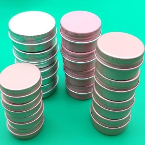 50pcs Cosmetics Container Aluminum Candle Jar Empty Tin Metal Silver with Lids Lip Balm Pot Screw Cream Box 15g 30g 50g 80g