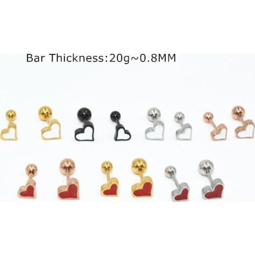 50pcs Body Jewelry Piercing - Stainless Steel Heart Earring Ear Helix Bar Lobe Cartilage Tragus Diath Bar NEW 20G