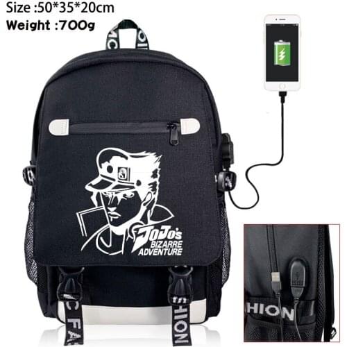 Anime JoJos Bizarre USB Charging Backpack Jonathan Boys Girls School Bags Bookbag Laptop Shoulders Bags Travel Bags