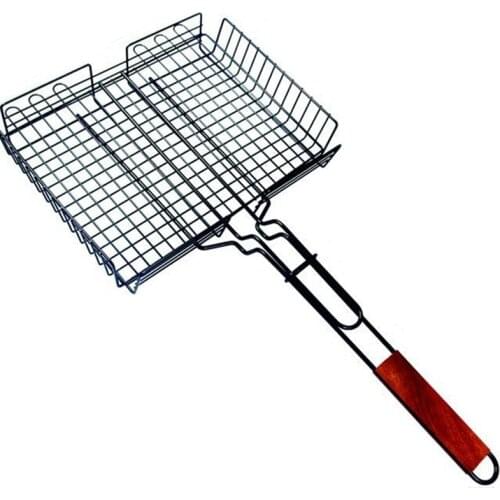 Non-Stick Grill Basket with Lid Metal Barbecue Basket with Foldable Removeable BBQ Accessories for Fish Kabob