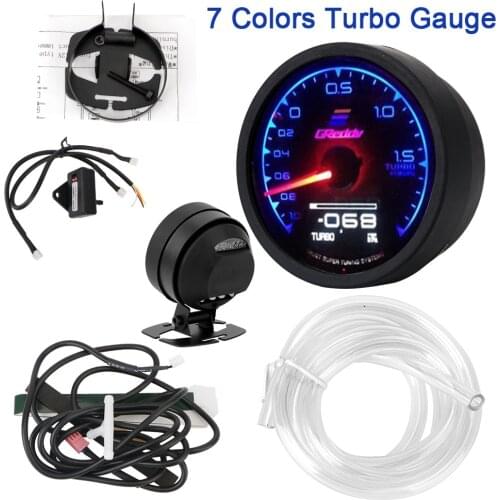 Voltage Display Car Gauge Racing Gauge 7 Color LCD Digital Display Turbo Boost Gauge