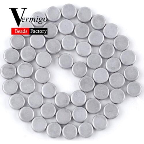 Natural Dull polished Silver Plated Hematite Stone Beads For Jewelry Making DIY Necklace Bracelet Spacer Beads 6-10mm 15"