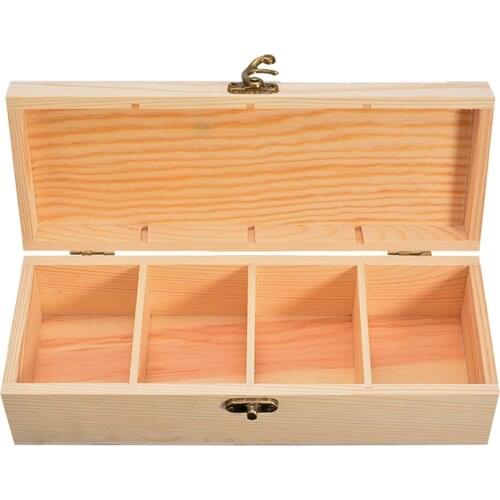 Mayitr 4 Compartment Wooden Storage Box Tea Jewelry Watch Container Case with Lock For Home Craft Box Tool
