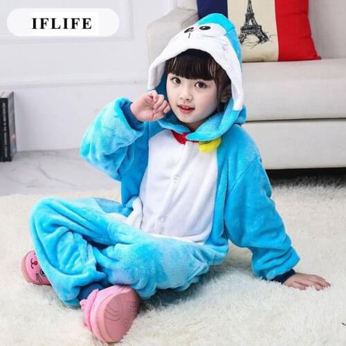 Kids Halloween Costumes Cartoon Animal Doraemon Cute Outfit Flannel Special Party Boy Girl Onesie Pajama Suit