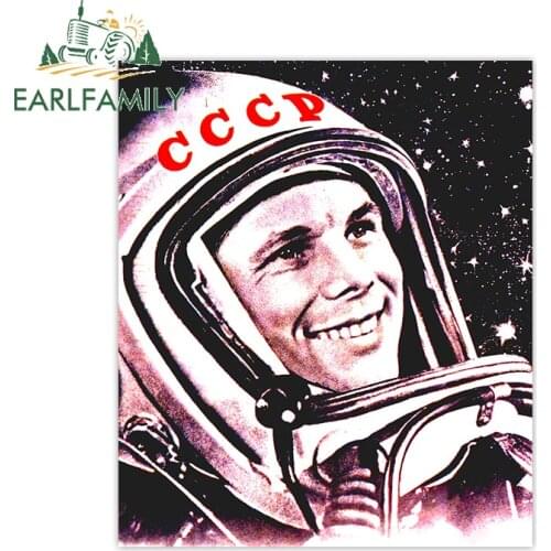 EARLFAMILY 13cm x 10.8cm For Yuri Gagarin Car Stickers DIY Personality Anime Decals Sunscreen Scratch-Proof Vinyl Car Wrap