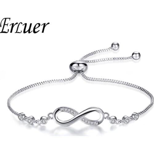 ERLUER Hot Bracelets & Bangles for Women Popular Silver Color Endless Love Infinity Cubic Zirconia Fashion Bracelets Jewelry
