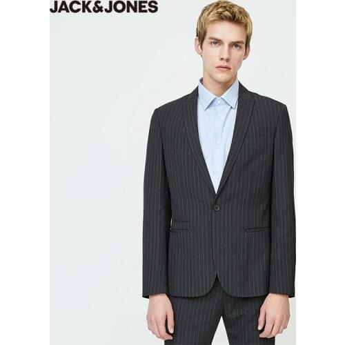 JackJones Mens Business Casual Striped Contrasting Notched Collar Suit Jacket | 220172502