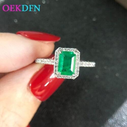 OEKDFN Luxury 925 Sterling Silver Rings Women Emerald AAA+ Zircon Gemstone Wedding Engagement Ring Fine Jewelry Bands Wholesale
