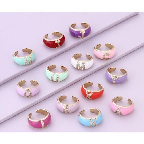 VG 6YM New Creativity Colorful English Alphabet Ladies Ring Same Paragraph Sweet Girl Party Gift Jewelry Dropshipping Gifts