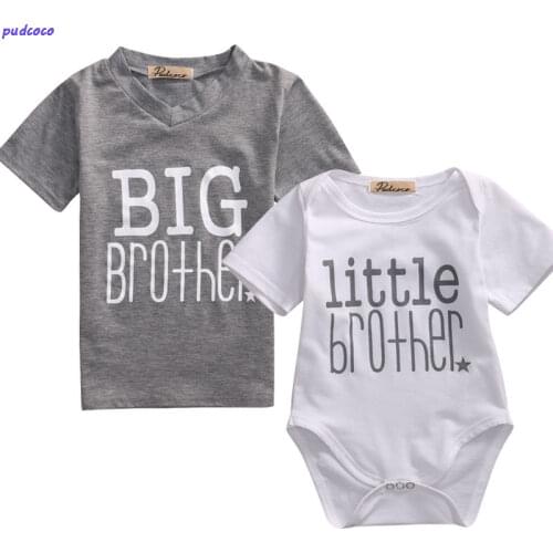 Little Brother Baby Boy Bodysuits and Big Brother T-shirt Brothers Tops Lovely Brotherhood Symbolic Family Matching Clothes