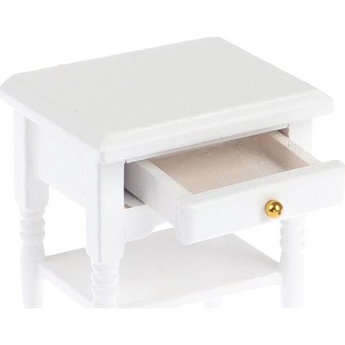 Doll House Bedside Cupboard Dolls Mini Furniture Modern Night Table 1:12 Scale Dollhouse Wooden Miniature