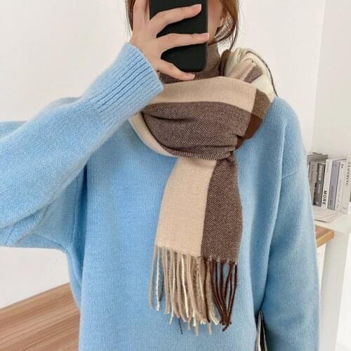 Hot Autumn Winter Female Wool Scarf Women Cashmere Scarves Wide Lattices Long Shawl Wrap Blanket Warm