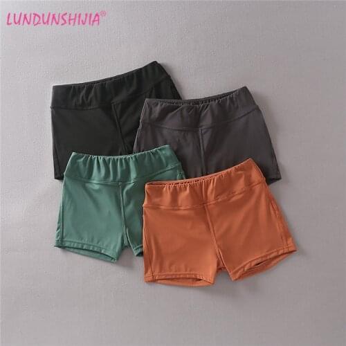 LUNDUNSHIJIA 2021 Summer Sexy Women High Waist Hip Lift Shorts Cotton Elastic Solid Tight Workout Push Up Short Leggings Female