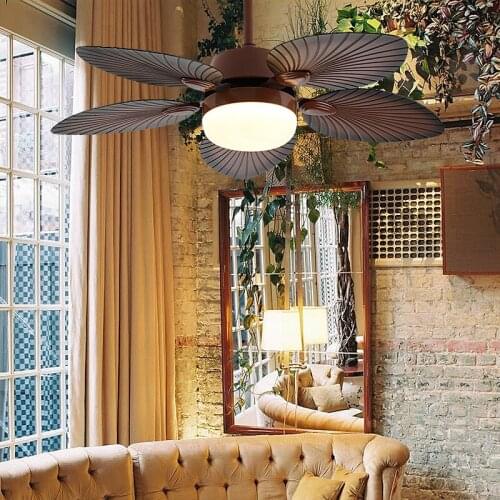 Nordic living room chandelier wood grain LED electric fan light black decorative ceiling fan restaurant ceiling fan light