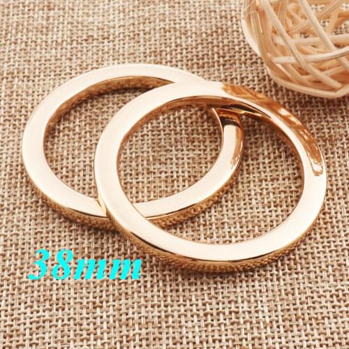 1 1/2" metal Pale Gold Flat O Rings Buckles,6 PCS Leather Belt,Clasp Key Chains,O Ring Choker Webbing Strap Handbag Hardware