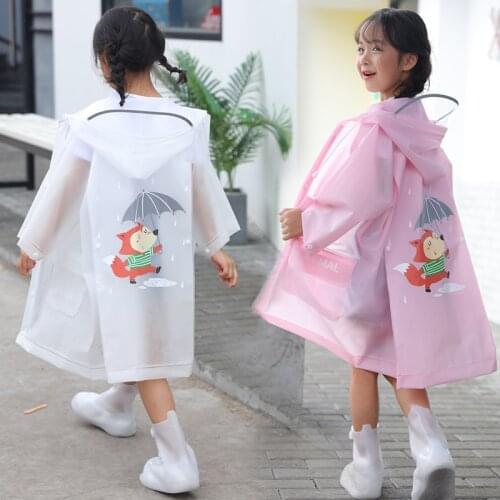 Cute Kids Raincoat Wateproof Childrens Rain Poncho Rain Coat Jacket with Backpack Position