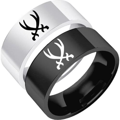 Fashion Trend Stainless Steel Jewelry Black Rings for Women Sword of Life Mens Ring Accessories Gift 8mm Free Shipping