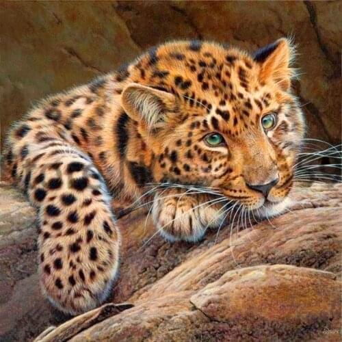 DIY Diamond Painting Cross Stitch Kit 3D Sets For Embroidery Diamond Embroidery Cross-Stitch Needlework Leopard (Z380)
