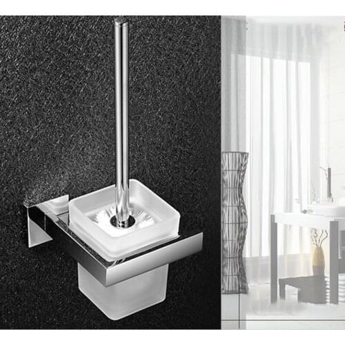 Toilet Cup Brush Holder Set Wall Mounted Cleaning Brush Stainless Steel Toilet Shelf Household Storage Rack Bathroom Accessories