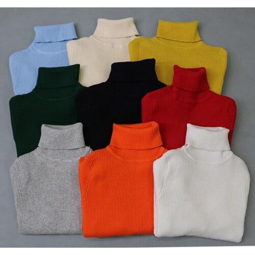 New Autumn Boys Girls Turtleneck Sweaters Kids Sweaters For Winter Knitted Bottoming Boys Sweaters Vetement Kids Tops Sweater