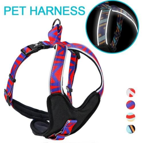 Reflection Pet Dog Harness Adjustable Soft Breathable Prevent Breaking Free Dogs Hanresses Vest For Medium Big Dogs Chest Strap