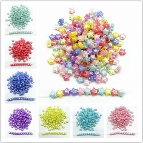 50pcs 10mm AB Colourful Five-pointed Star Acrylic Loose Spacer Beads for Jewelry Making DIY Handmade Bracelets Accessories