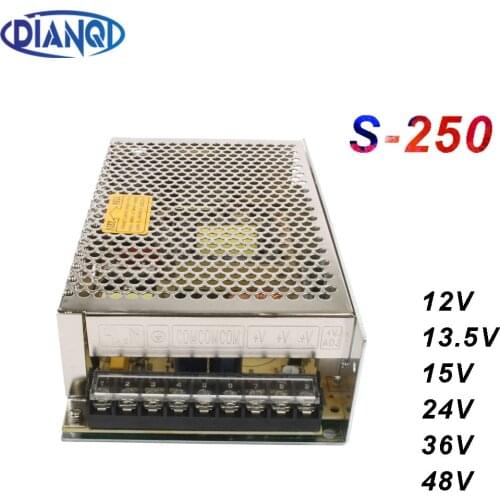 Led power supply switch 250W 12V 13.5V 15V 24V 36V 48V ac dc converter power supply unit variable dc voltage regulator S-250-24