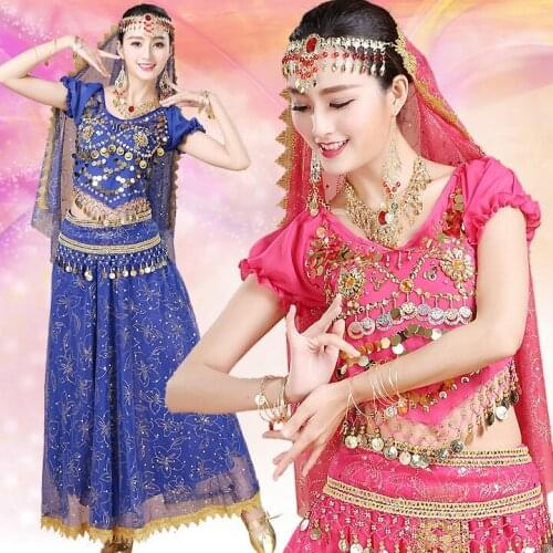 Bollywood Belly Dance Stage Performance Oriental Costumes Women India Egyptian Dance Dress Chiffon Belly Outfits Dance Wear
