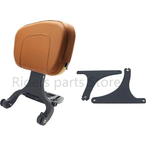 Motorcycle Multi-Purpose Driver Passenger Backrest with Folding Luggage Rack Brown For Harley Models Fat Boy 2008-2017