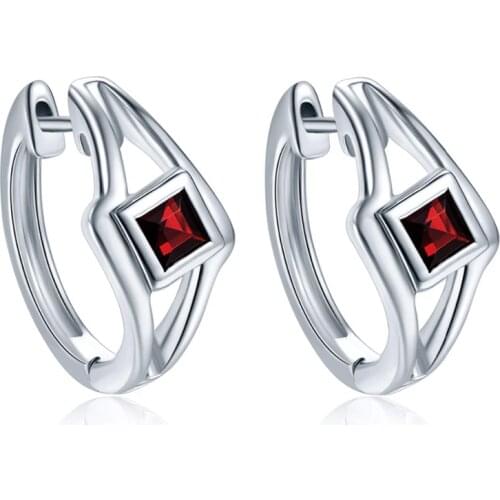 925 Sterling Silve Fashion Red CZ Zircon Hoop Earrings for Women Girls Personalized Wedding Party Jewelry Earring