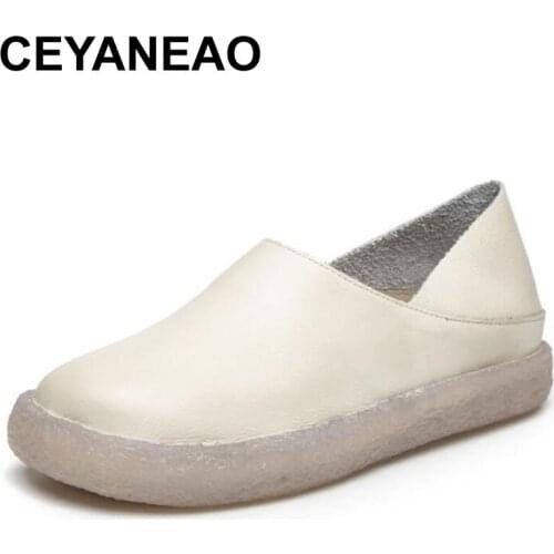 CEYANEAOFlat shoes woman 2020 women handmade shoes genuine leather without lace moccasins soft comfortable casual shoes women fl