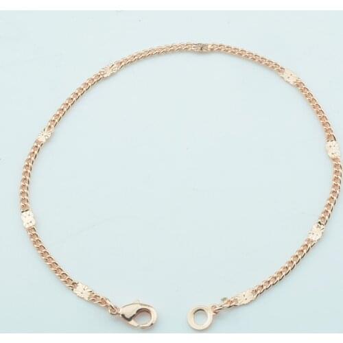 2mm Women 585 Rose Gold Color Curb Chains Smart Jewelry Bracelet