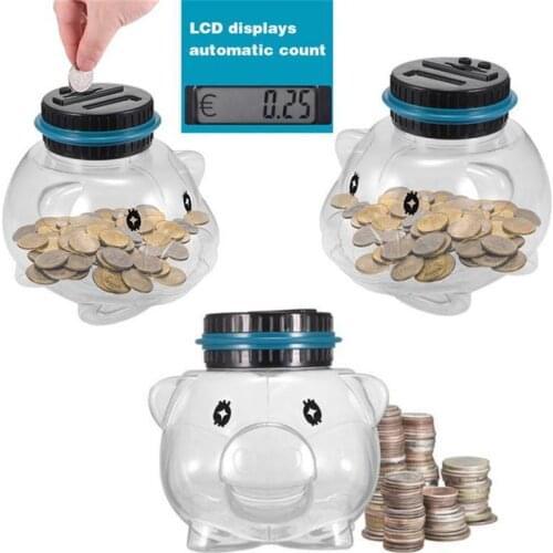 1.5L Piggy Bank Electronic Digital LCD Counting Coin Money Saving Box USD EURO GBP Jar Coins Storage Box Coin Money Saving Case
