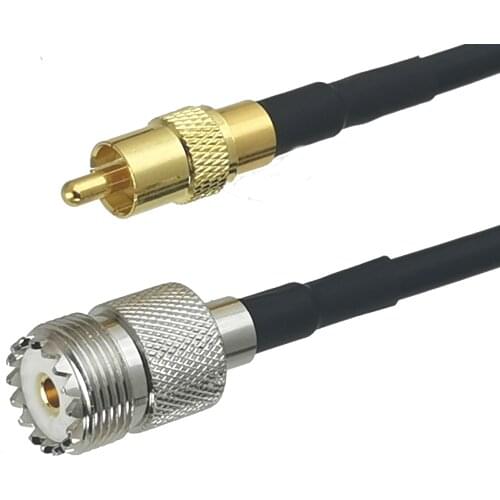 1Pcs RG58 UHF SO239 Female jack to RCA TV Male plug Straight Connector RF Coaxial Jumper Pigtail Cable 6inch~10M