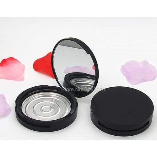1000pcs Matte Black Empty Blusher Round Eyeshadow Case Lipstick Pressed Container Cosmetic Powder Compact Packing Box F455