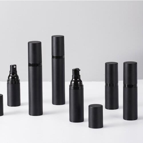 2PCS 15ml 30ml 50ml High-end Black Airless Bottle AS Press Type Plastic Emulsion Spray Scrub Sub-bottle Empty Cosmetic Container