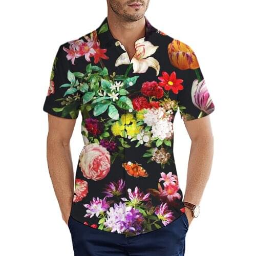 2021 Summer 3D All Over Printed Hawaiian Shirt Mens Short sleeve Shirts Retro Style Flowers Pattern Harajuku Casual Shirt