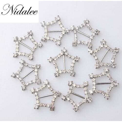 25mm 1" Silver Heart rhinestone embellishment DIY upholstery buckle for wedding invitation card for ribbon slider